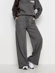 PixieGirl Petite Grey 100% Cotton Wide Leg Hem Detail Joggers - Image 2 of 4