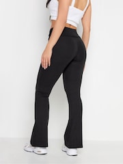 PixieGirl Petite Black Fold Over Waist Flared Leggings - Image 4 of 5