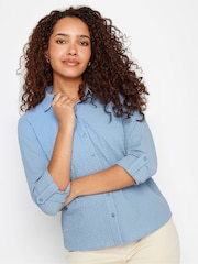 M&Co Blue Textured Turn Back Sleeve Shirt - Image 1 of 4