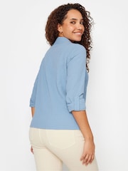M&Co Blue Textured Turn Back Sleeve Shirt - Image 3 of 4
