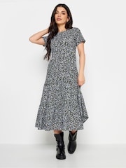 PixieGirl Petite Blue Tiered Midi Dress - Image 1 of 4