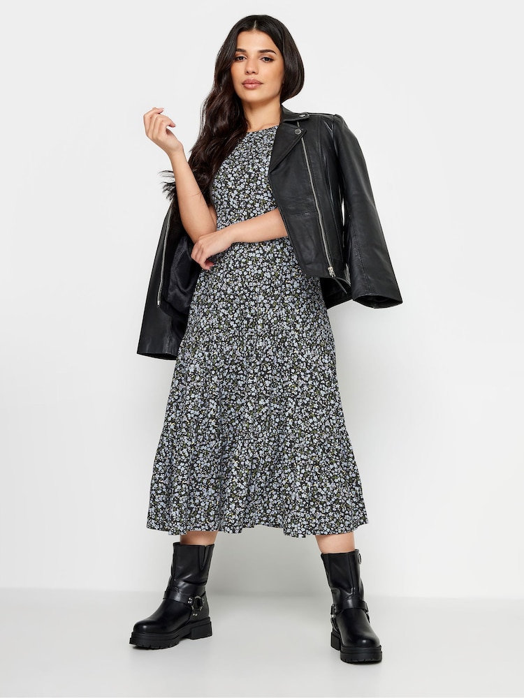 PixieGirl Petite Blue Tiered Midi Dress - Image 2 of 4