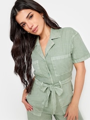 PixieGirl Petite Green 100% Cotton Utility Washed Jumpsuit - Image 4 of 4