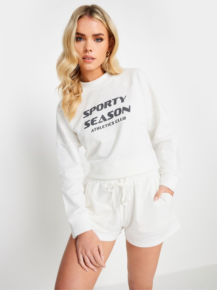 PixieGirl Petite White Jogger Shorts - Image 1 of 4 PixieGirl Petite White Jogger Shorts - Image 1 of 4