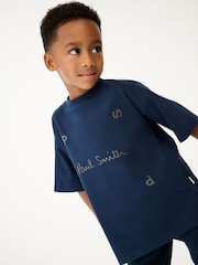 marine - T-shirt Paul Smith Junior garçon oversize à manches courtes et imprimé emblématique - Image 3 de 6