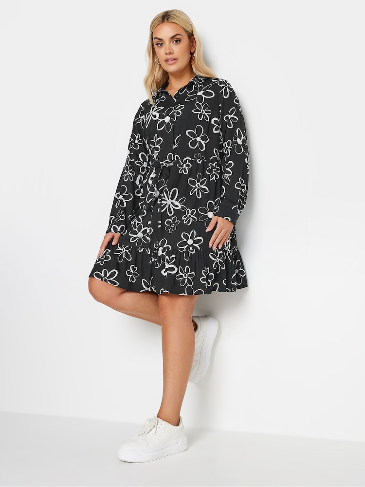Yours Curve Black Shirt Tunic Dress - Image 1 of 4