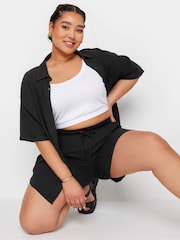 Yours Curve Black Limited Crinkle Short Co-Ord - Image 3 of 5