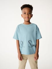 Bleu moyen - T-shirt Paul Smith Junior garçon oversize à manches courtes et imprimé emblématique - Image 1 de 10
