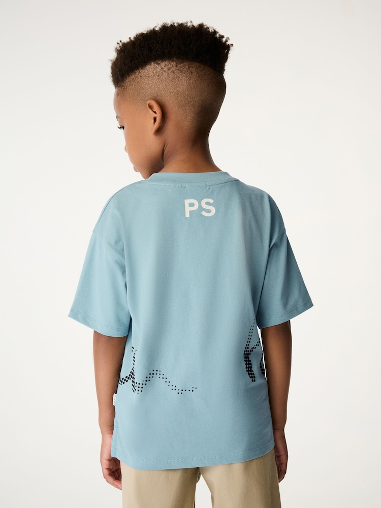 Bleu moyen - T-shirt Paul Smith Junior garçon oversize à manches courtes et imprimé emblématique - Image 2 de 10