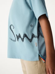 Bleu moyen - T-shirt Paul Smith Junior garçon oversize à manches courtes et imprimé emblématique - Image 5 de 10