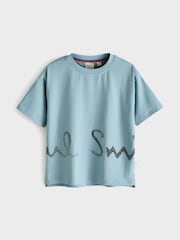 Bleu moyen - T-shirt Paul Smith Junior garçon oversize à manches courtes et imprimé emblématique - Image 6 de 10