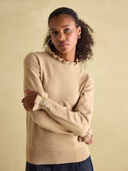 Joules Edith Oat Frill Neck Jumper - Image 1 of 6