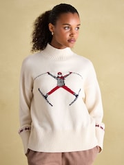Joules Abigail Cream High Neck Intarsia Ski Jumper - Image 1 of 7