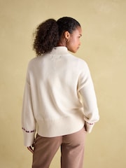 Joules Abigail Cream High Neck Intarsia Ski Jumper - Image 2 of 7
