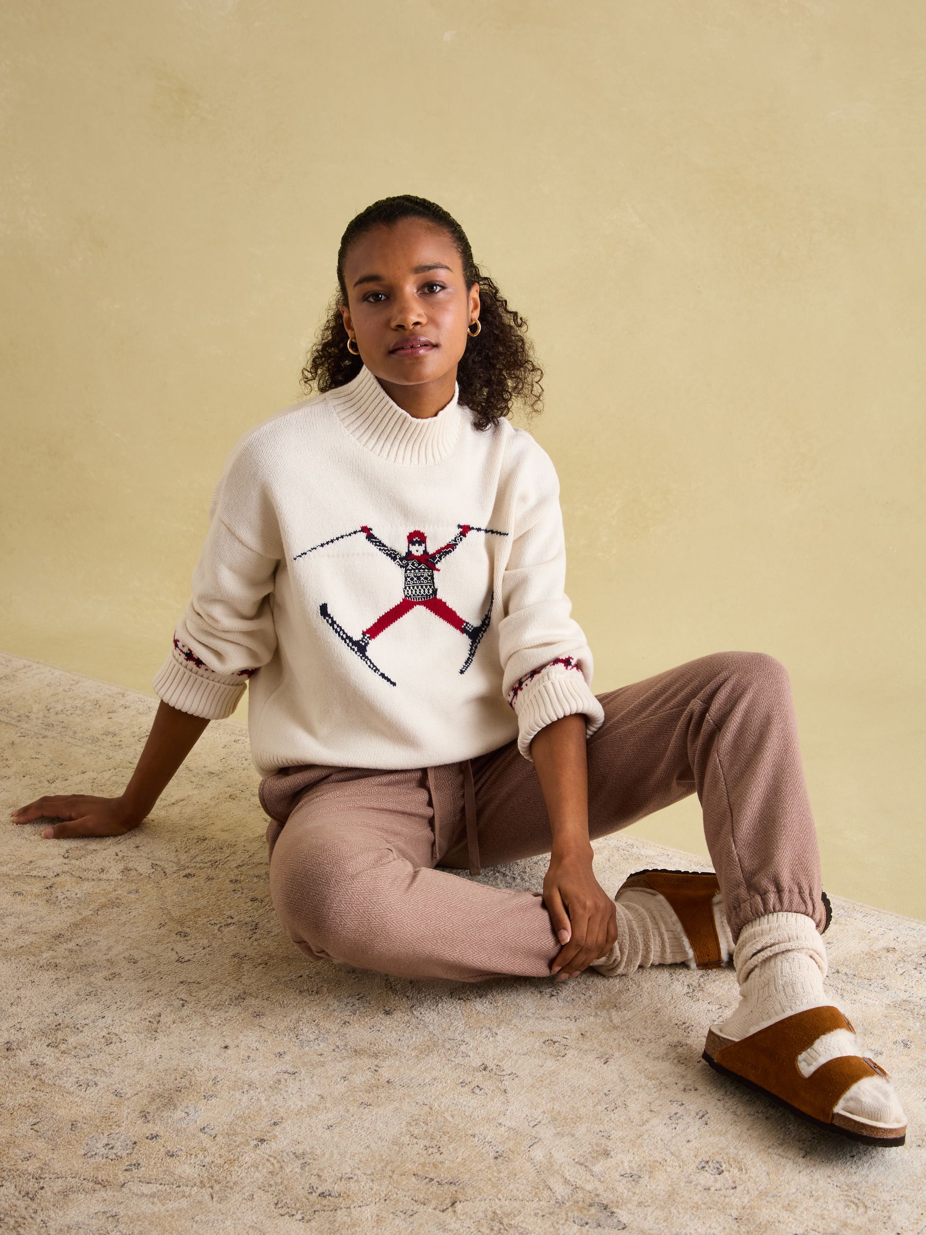 Buy Joules Abigail Cream High Neck Intarsia Ski Jumper from the
