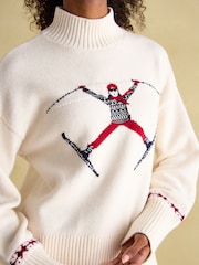 Joules Abigail Cream High Neck Intarsia Ski Jumper - Image 4 of 7