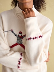 Joules Abigail Cream High Neck Intarsia Ski Jumper - Image 5 of 7