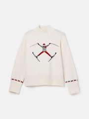 Joules Abigail Cream High Neck Intarsia Ski Jumper - Image 7 of 7