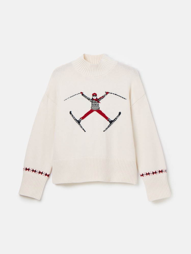 Joules Abigail Cream High Neck Intarsia Ski Jumper - Image 7 of 7