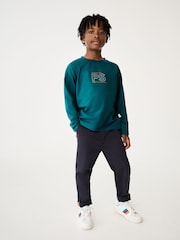 Paul Smith Junior Boys Oversized Teal Blue Long Sleeve Iconic Print T-Shirt - Image 1 of 8