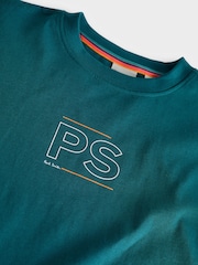 Paul Smith Junior Boys Oversized Teal Blue Long Sleeve Iconic Print T-Shirt - Image 6 of 8