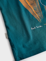 Paul Smith Junior Boys Oversized Teal Blue Long Sleeve Iconic Print T-Shirt - Image 7 of 8