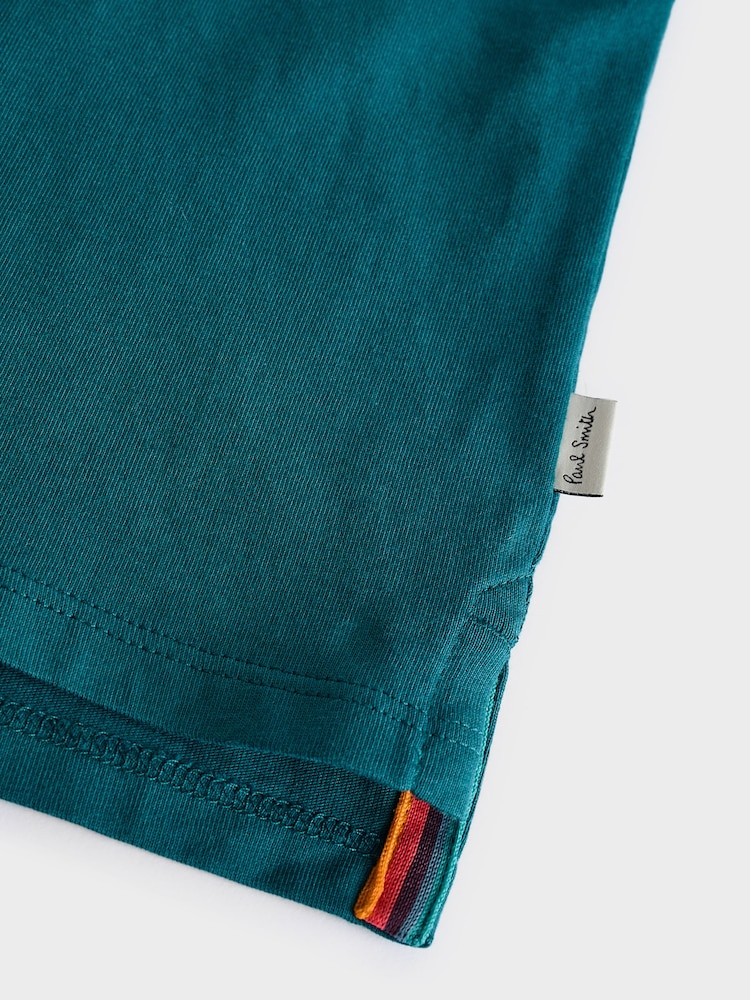 Paul Smith Junior Boys Oversized Teal Blue Long Sleeve Iconic Print T-Shirt - Image 8 of 8
