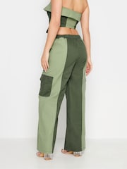 PixieGirl Petite Khaki Green Colourblock Cargo Trousers - Image 3 of 4
