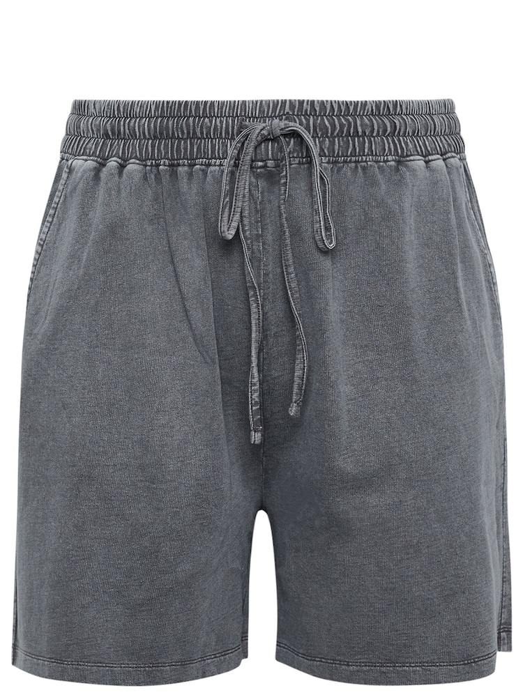 Yours Curve Grey 100% Cotton Limited Collection  Acid Wash Jogger Shorts - Image 5 of 5