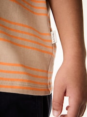 Paul Smith Junior Oversized Boys Orange/Neutral Striped Short Sleeve T-Shirt - Image 4 of 7