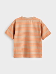 Paul Smith Junior Oversized Boys Orange/Neutral Striped Short Sleeve T-Shirt - Image 6 of 7