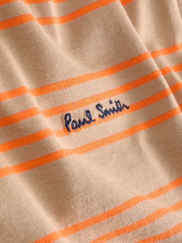 Paul Smith Junior Oversized Boys Orange/Neutral Striped Short Sleeve T-Shirt - Image 7 of 7