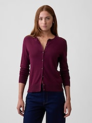 Gap Burgundy Red Crew Neck Cardigan - Image 1 of 5