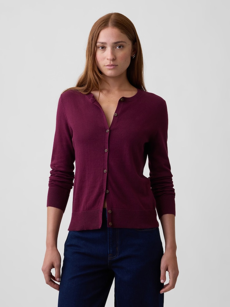 Gap Burgundy Red Crew Neck Cardigan - Image 1 of 5