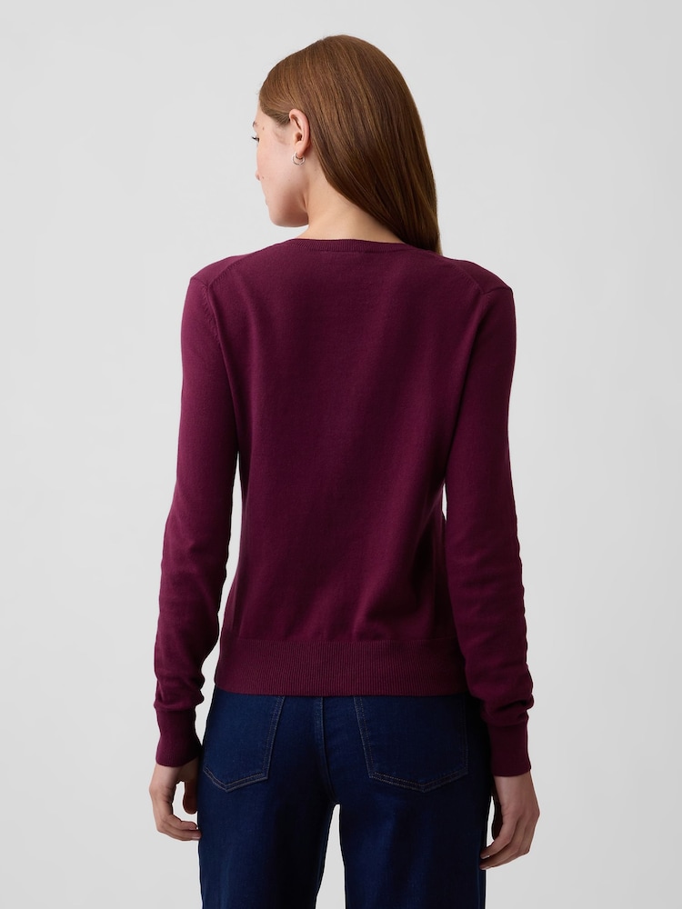 Gap Burgundy Red Crew Neck Cardigan - Image 2 of 5