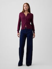 Gap Burgundy Red Crew Neck Cardigan - Image 3 of 5