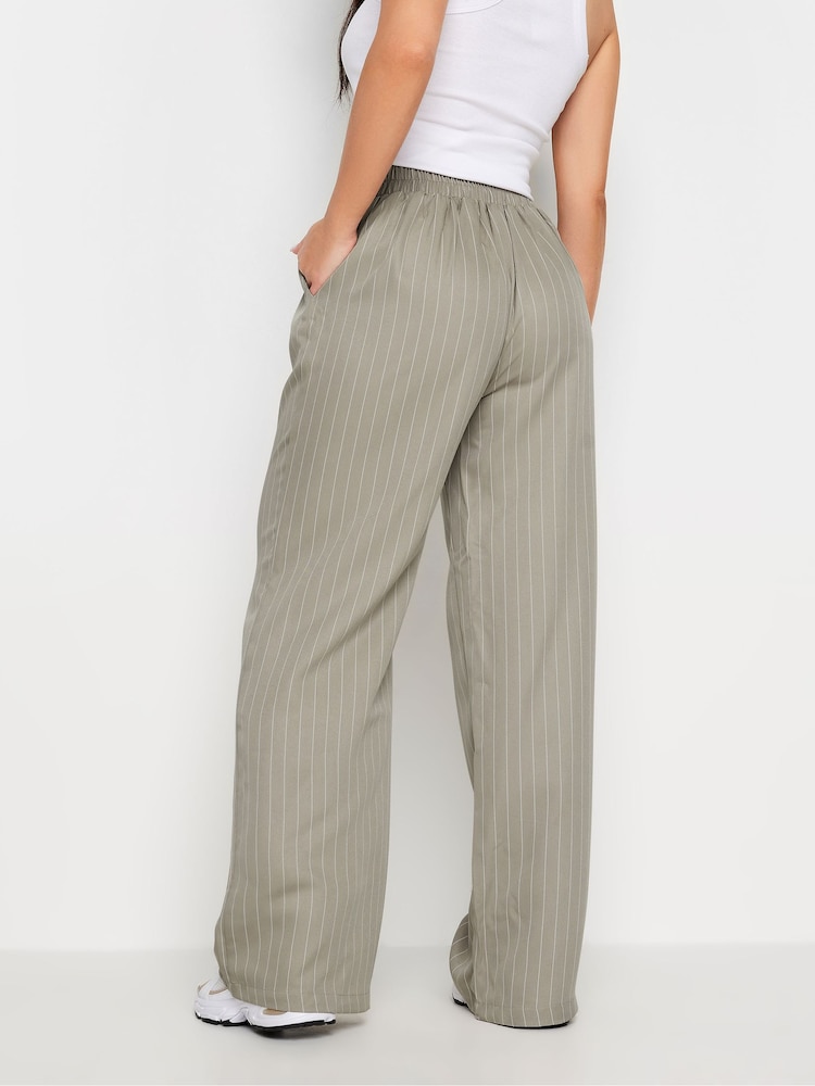 PixieGirl Petite Stone Brown Pinstripe Wide Leg Trousers - Image 2 of 5