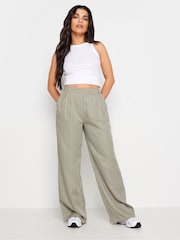 PixieGirl Petite Stone Brown Pinstripe Wide Leg Trousers - Image 3 of 5