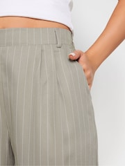 PixieGirl Petite Stone Brown Pinstripe Wide Leg Trousers - Image 4 of 5