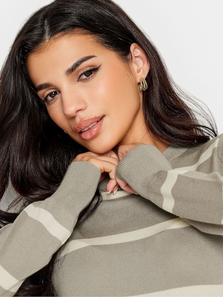 PixieGirl Petite Beige Brown Stripe Jumper - Image 4 of 4