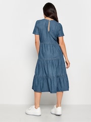 PixieGirl Petite Blue Denim Tiered Dress - Image 3 of 4