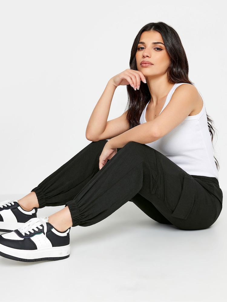 PixieGirl Petite Black Cuffed Cargo Trousers - Image 4 of 4