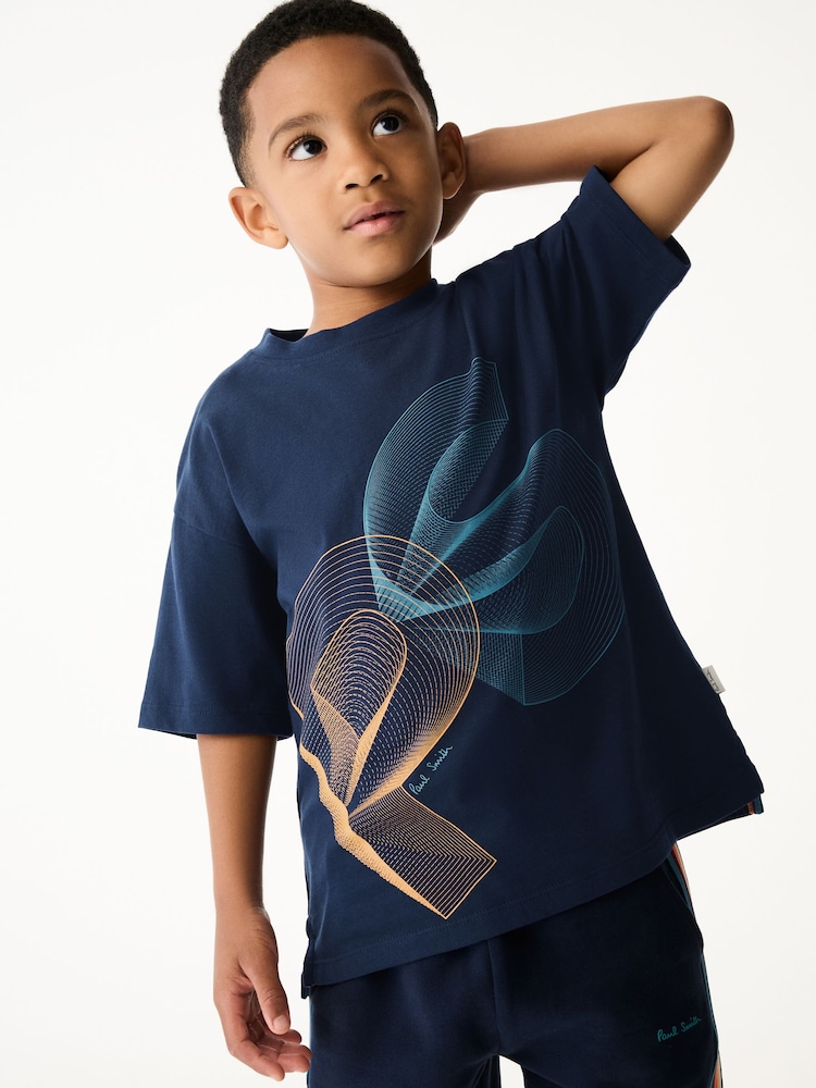 Bleu marine - T-shirt Paul Smith Junior garçon oversize à manches courtes et imprimé emblématique - Image 5 of 7