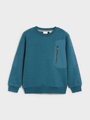 Sweat ras du cou avec panneau de nylon bleu moyen Paul Smith Junior garçon - Image 1 de 10