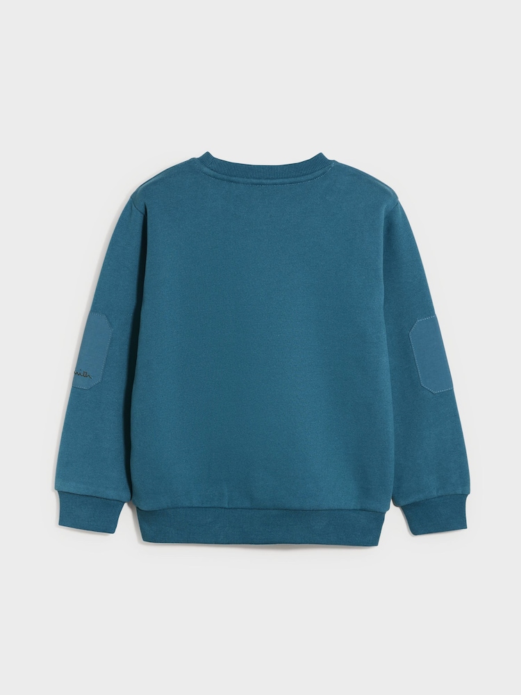 Sweat ras du cou avec panneau de nylon bleu moyen Paul Smith Junior garçon - Image 2 of 10