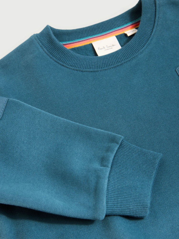 Sweat ras du cou avec panneau de nylon bleu moyen Paul Smith Junior garçon - Image 4 of 10