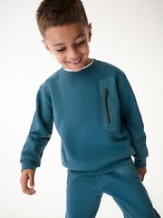 Sweat ras du cou avec panneau de nylon bleu moyen Paul Smith Junior garçon - Image 5 de 10