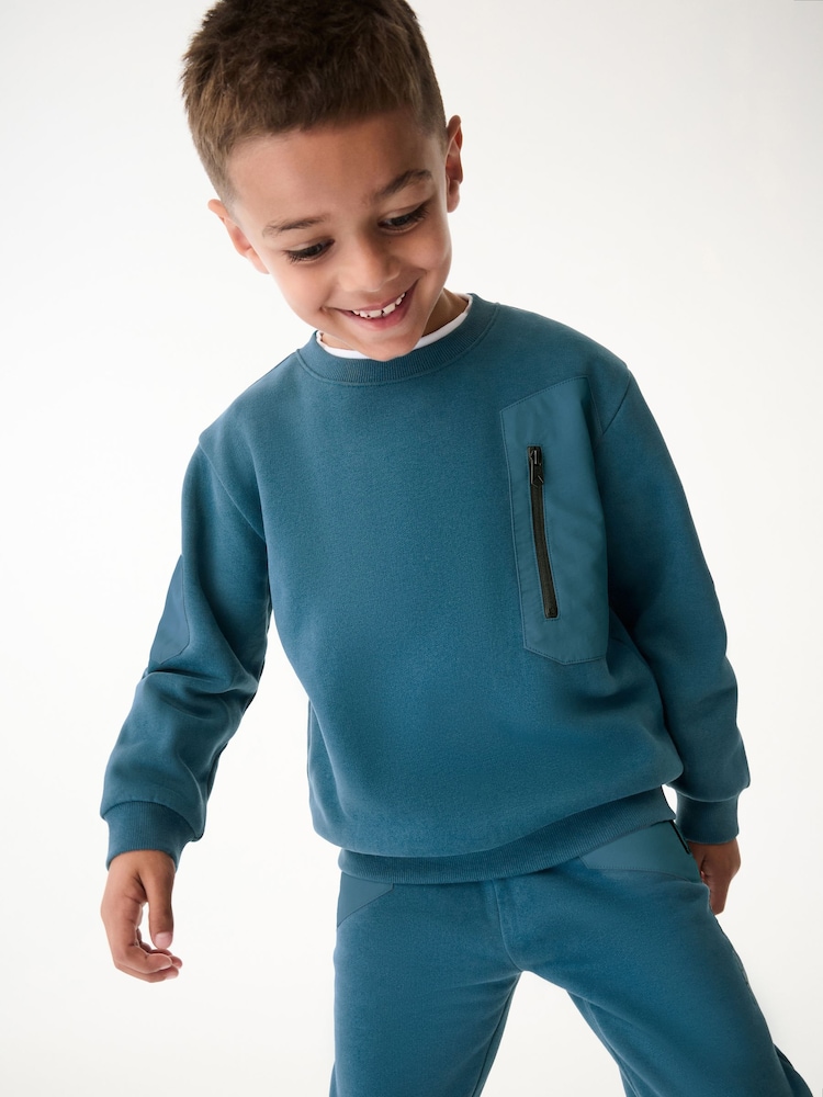 Sweat ras du cou avec panneau de nylon bleu moyen Paul Smith Junior garçon - Image 5 of 10