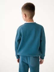 Sweat ras du cou avec panneau de nylon bleu moyen Paul Smith Junior garçon - Image 6 de 10