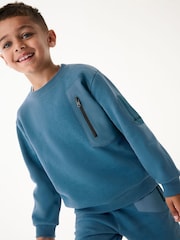 Sweat ras du cou avec panneau de nylon bleu moyen Paul Smith Junior garçon - Image 8 de 10